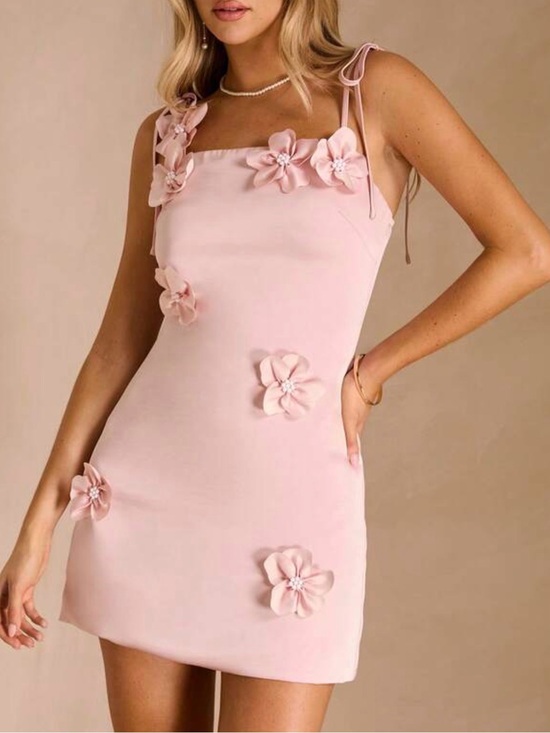 Dresses & Skirts - Enchnt Delicate Pink Floral Tie-Shoulder Mini Dress